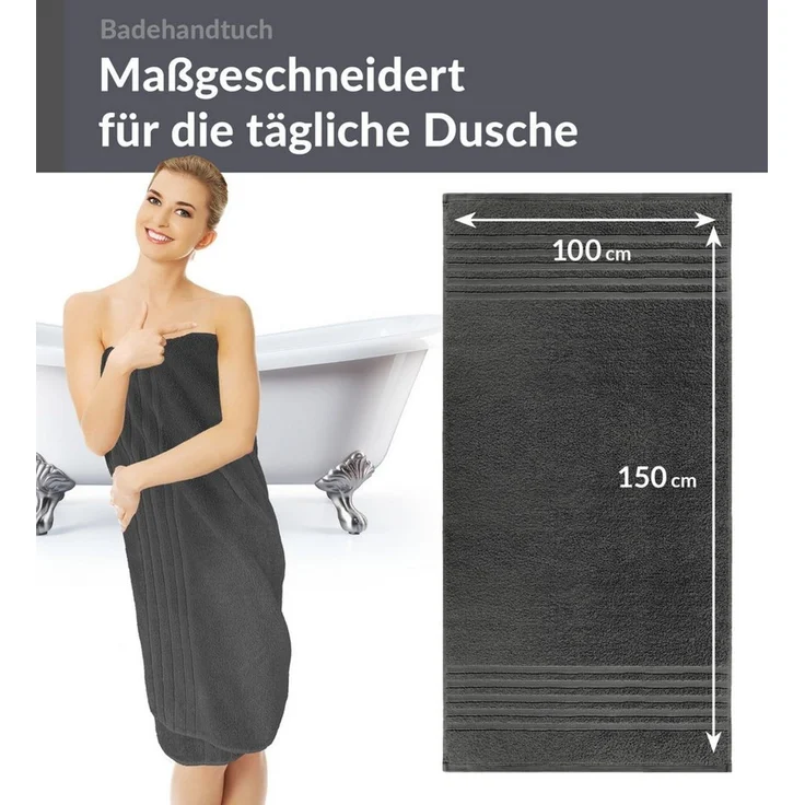Lashuma Badetuch - XXL Handtuch London, Frottee (1-St), großes Badehandtuch - Duschtuch 100x150 cm für Damen & Herren – Bild 2