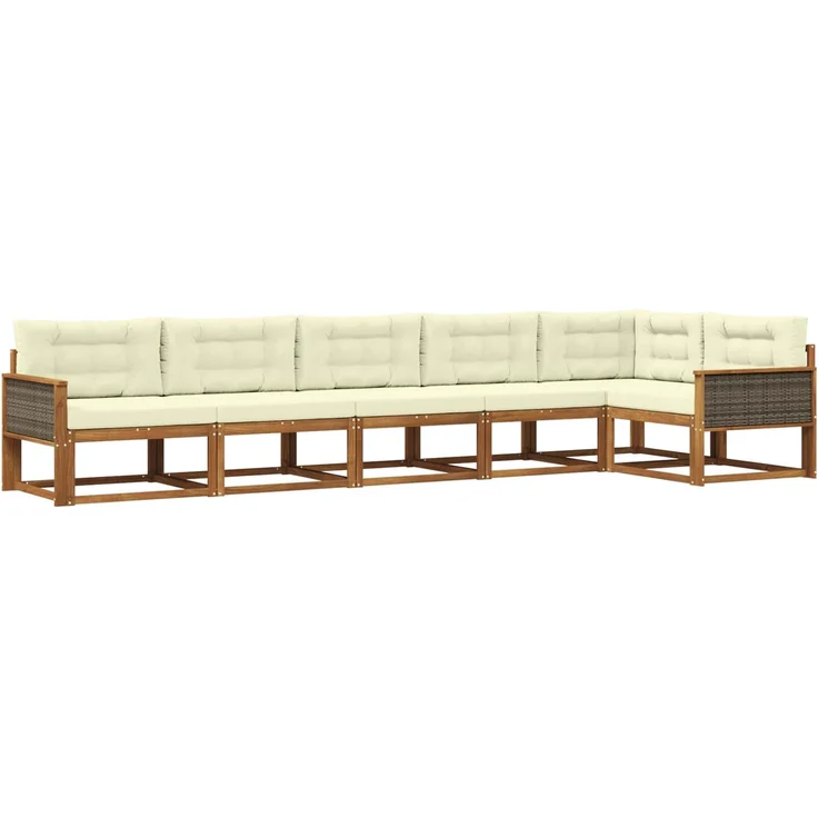 vidaXL Outdoor-Sofagarnitur 6 stk. 6-Sitzer Natur und Creme 3382598 – Bild 2