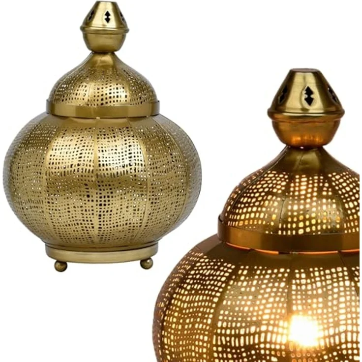 Marrakesch Orient & Mediterran Interior Nachttischlampe Orientalische Deko Tischlampe Nachttischlampe Lampe Jamala Gold, Leuchtmittel nicht im Lieferumfang enthalten, Handarbeit – Bild 7