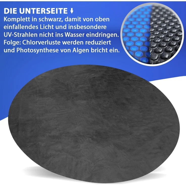 Poolpanda Pool Solarfolie Ø 457 cm Elite rund | 400 my | schwarz/blau | 15 mm Luftblasen – Bild 6
