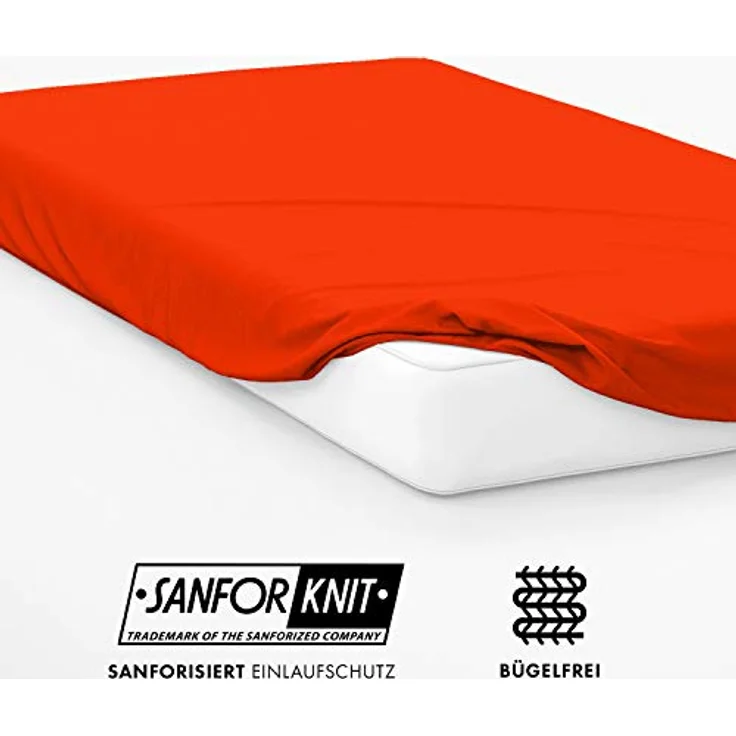 Jacobson Laken to GO Spannbettlaken Jersey Spannbetttücher Bettlaken 50% Baumwolle 50% Polyester (140x200-160x200 cm 1er Set, Orange) – Bild 5