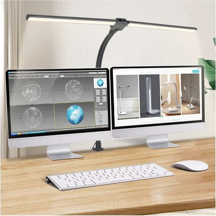 Sunicol LED Schreibtischlampe LED Tischleuchte, 360° Schwenkbare, ein Doppelkopf / Transformierbar, Doppelter Kopf, Warmweiß (3000K), Naturweiß (4500K), Kaltweiß (6000K), 5 Farben 5 Helligkeitsstufen dimmbare – Bild 5