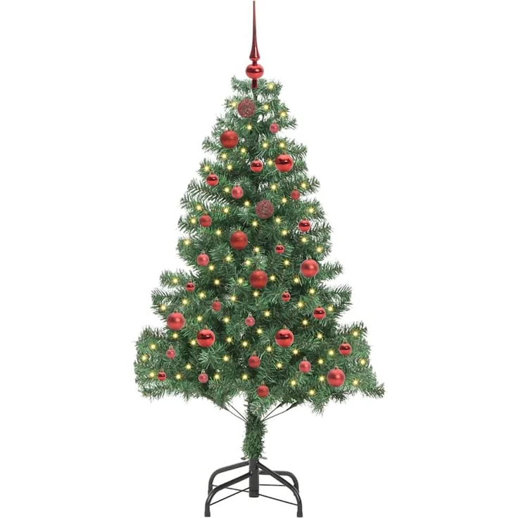 vidaXL Weihnachtsbaum mit LED-Beleuchtung Grün 150 cm PVC und Stahl 3396367 – Bild 3