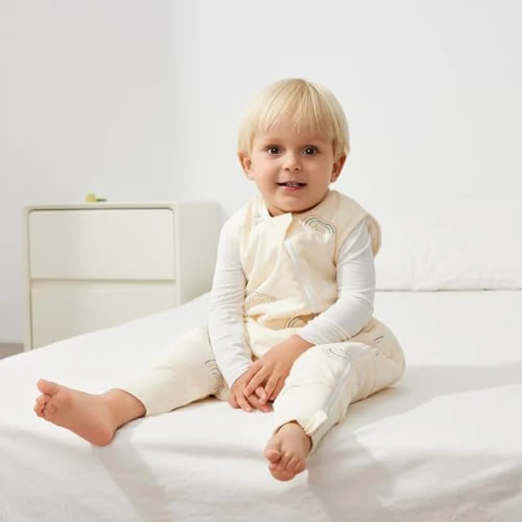 Duomiaomiao Baby Schlafsack mit füßen,1.5 Tog Ganzjahres Cartoon Bären Jungen Schlafsack, leichter hochwertiger Baumwoll-Kinder Schlafsack, geeignet für Kinder im Alter Von 6 Monaten – Bild 3