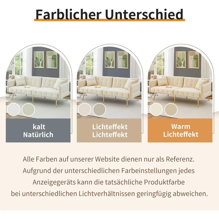 Zweisitzer-Sofabett, verstellbare Rückenlehnen & Armlehnen, Velours, beige, 178x82x70 cm – Bild 8