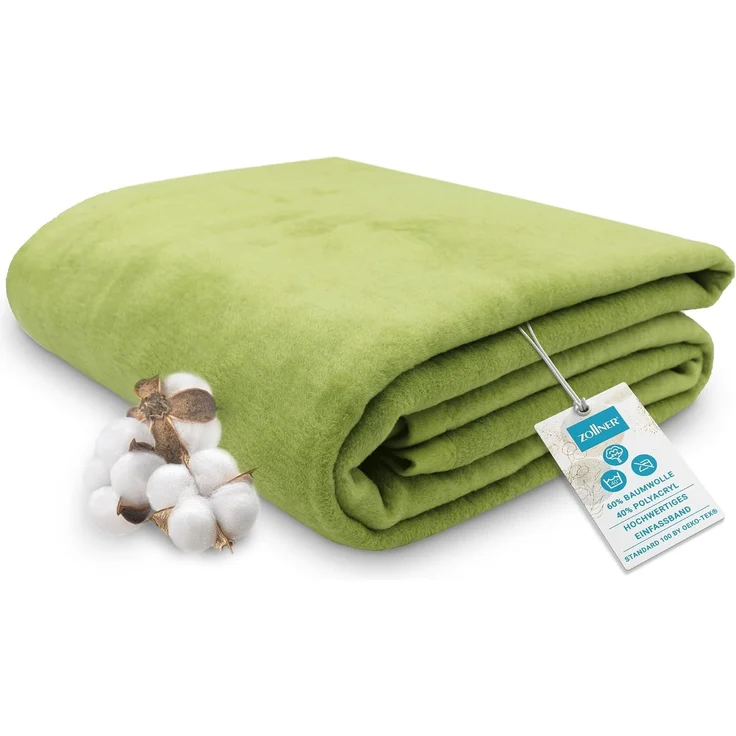 ZOLLNER Kuscheldecke mit Einfassband, 150x200 cm, hellgrün – Bild 1