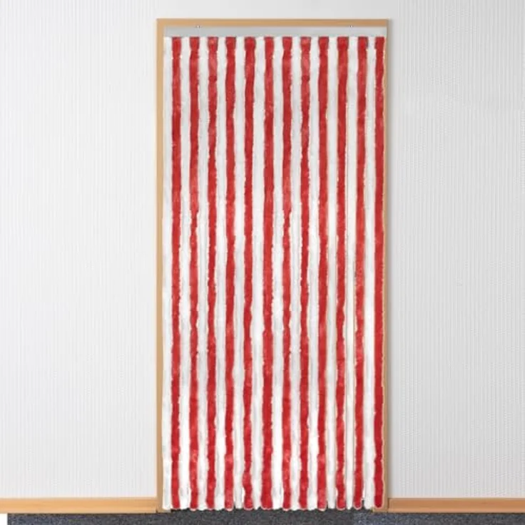 Moritz Flauschvorhang aus Chenille 100 x 200 cm rot weiß Türvorhang als Fliegenschutz Insektenschutz für Camping Wohnwagen – Bild 2