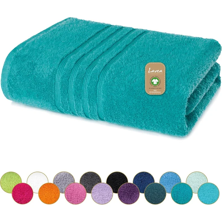Lavea Badetuch Bali Duschtuch 100x150 cm Duschtuch 70x140 cm, Weiches Bio-Baumwollfrottee (1-St), Handtuch, GOTS-zertifiziert, extra saugstark mit 500g/m² – Bild 2