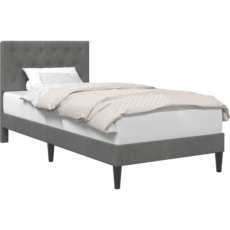 vidaXL Bettrahmen mit Kopfteil Dunkelgrau 100 x 200 cm Samt 42027644 – Bild 2