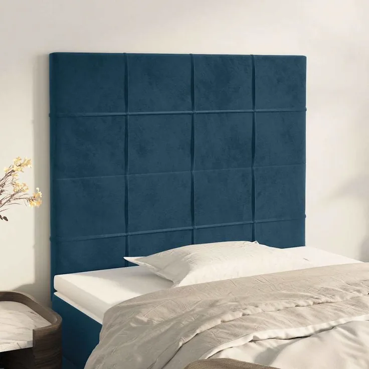 vidaXL Kopfteil Dunkelblau 90x5x118/128 cm Samt Blau (Art-Nr 3116372)