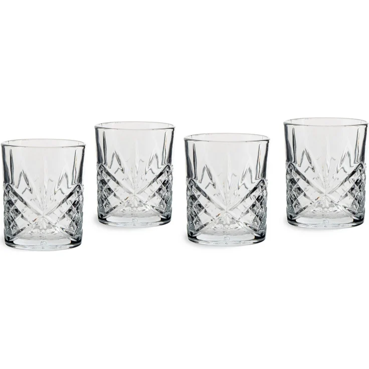 ECHTWERK Whiskyglas Tumbler Set ca. 330ml, 4-tlg, Glas, mit Schliffoptik und Reliefstruktur – Bild 1
