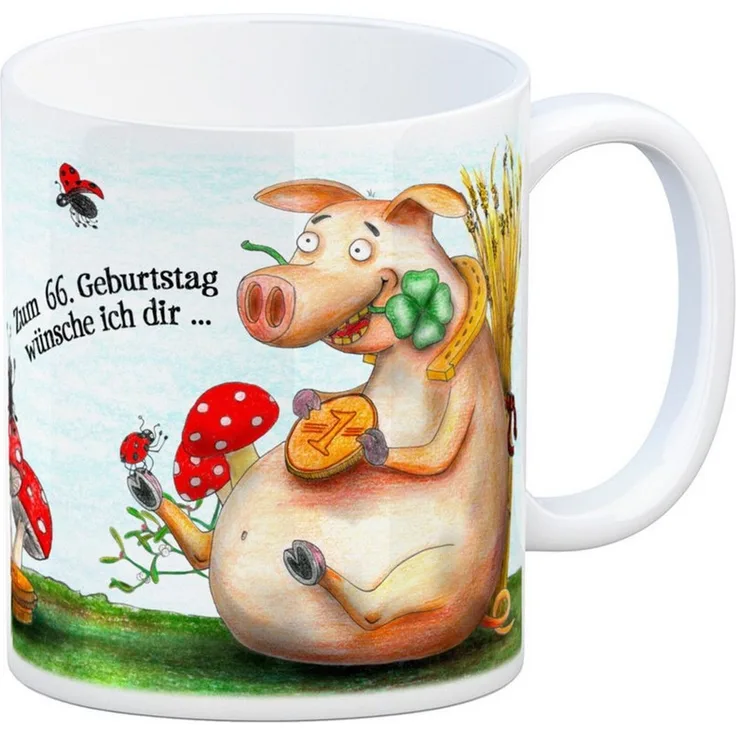 speecheese Tasse Viel Glück zum 66. Geburtstag Kaffeebecher Tasse Glückwunsch