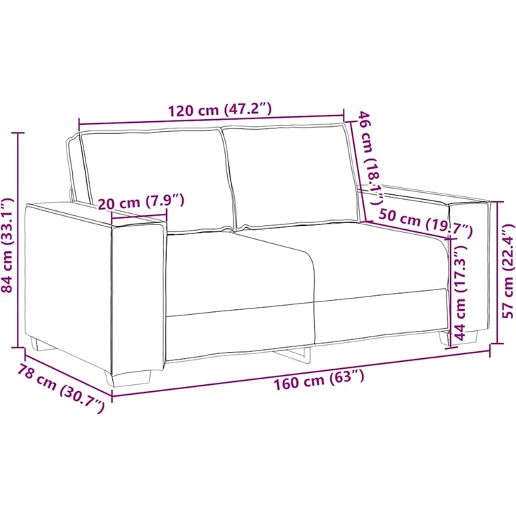 vidaXL 2-Sitzer-Sofa Dunkelgrau 160x78x84 cm Samt 4105011 – Bild 8