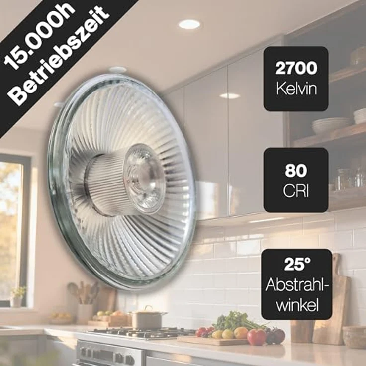 BOLD Lighting QPAR 111 (ES 111) LED GU10 Reflektor-Leuchtmittel (425 Lumen | Dimmbar | 6,5 W entsprechen 40 W | 2700k warmweiß | 15.000 Std. Laufzeit),Aluminium – Bild 4