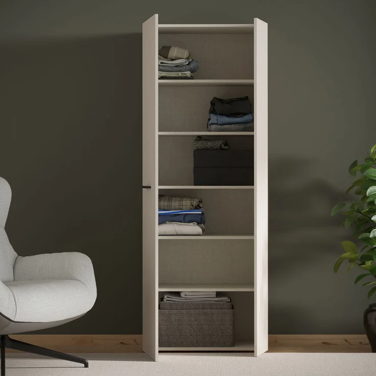 Forte NET306 Schuhschrank 70, moderner Flurschrank, 2-türig, 5 Regalböden, Flur, Diele, Abstellraum, Holzwerkstoff, Kaschmir|Beige, 68,7 cm breit x 181,1 cm hoch x 36,5 cm tief – Bild 10