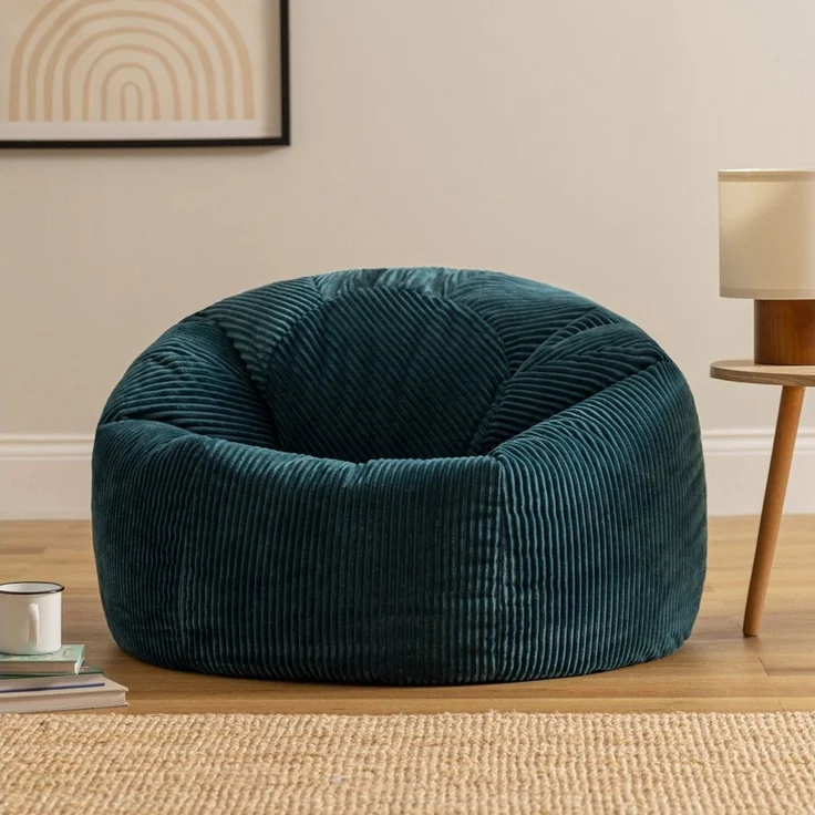 icon Klassischer Sitzsack „Kingston“, Cord, Groß, Sitzsäcke für das Wohnzimmer, Schlafzimmer, Sitzsack-Sessel für Erwachsene – Bild 3