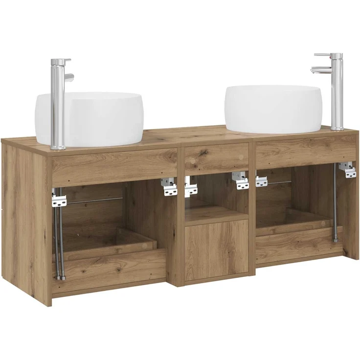 vidaXL Wandmontiertes Badezimmerschrank-Set 3 stk. Artisan-Eiche 3405930 – Bild 8