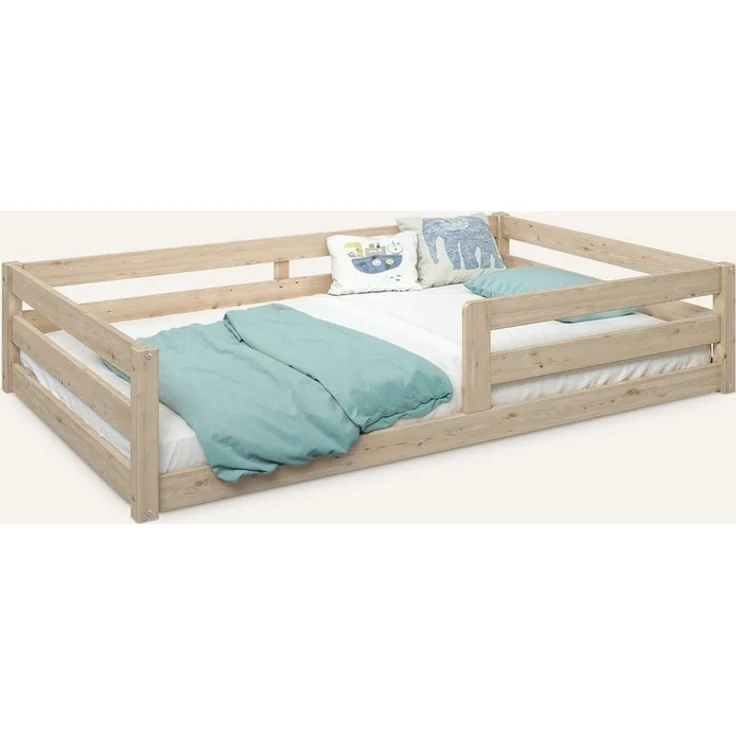 Ehrenkind Kinderbett Bodenbett 90x200 und 120x200 mit Rausfallschutz in Natur und Weiß,. – Bild 4