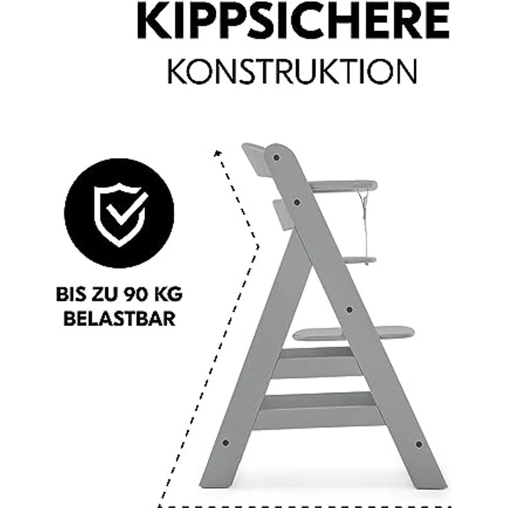 Hauck 'Alpha+' Treppenhochstuhl, grau, ab 6 Monaten, mitwachsend, höhenverstellbar, bis 90 kg belastbar – Bild 5