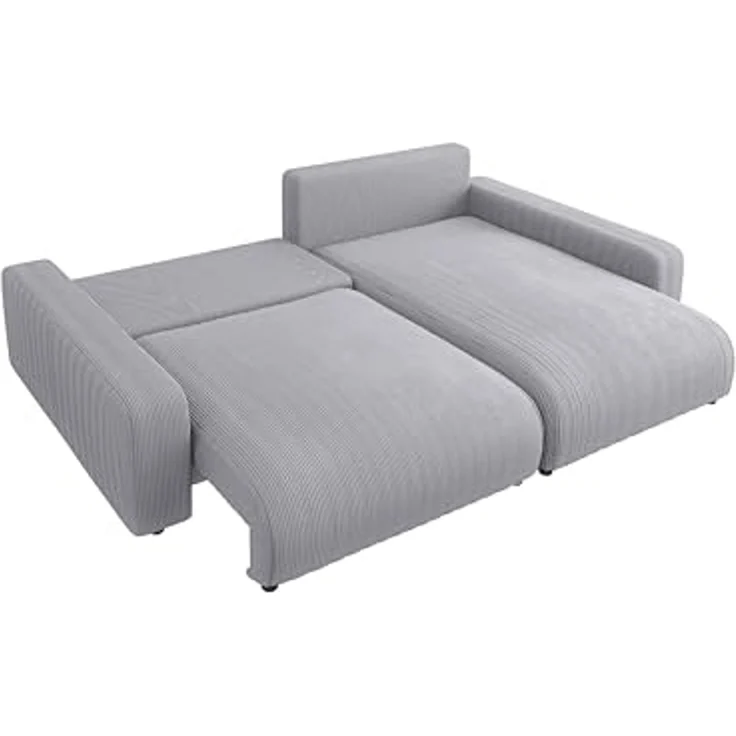 S-Style Möbel Ecksofa Emma mit Bettfunktion in Cord-Stoff schöner Sitzkomfort, Ottomane links oder rechts bestellbar, mit Wellenfederung – Bild 6