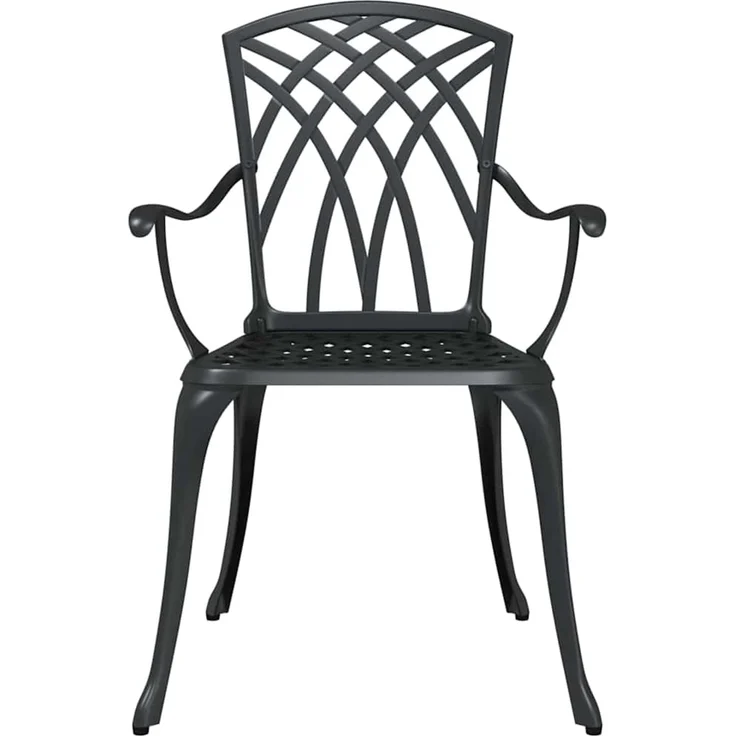 2er Set Gartenstuhl, Balkonstuhl Schwarz 53 x 51 x 88,5 cm Aluminium – Bild 4