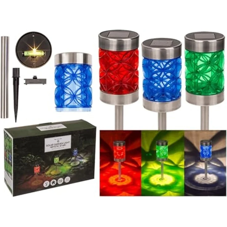 HAC24 LED Solarleuchte Garten Solar Lampen Solarlampen Terrasse, LED fest integriert, Warmweiß, Mystic Star mit Erdspieß – Bild 6