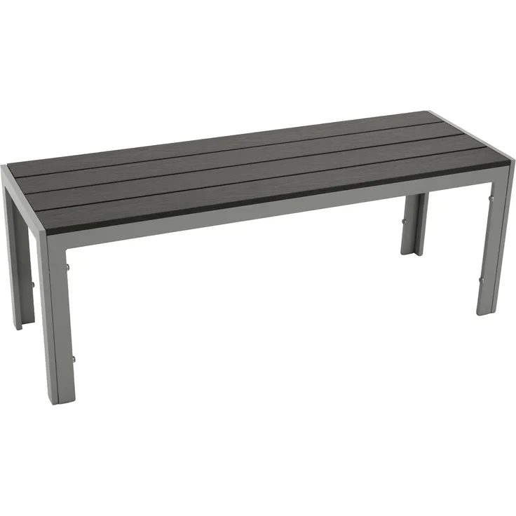 DEGAMO Gartenbank SORANO ohne Rückenlehne, 2-sitzer 120cm, Alu silbergrau + Kunstholz grau, wetterfest