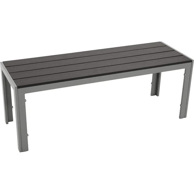 DEGAMO Gartenbank SORANO ohne Rückenlehne, 2-sitzer 120cm, Alu silbergrau + Kunstholz grau, wetterfest – Bild 1