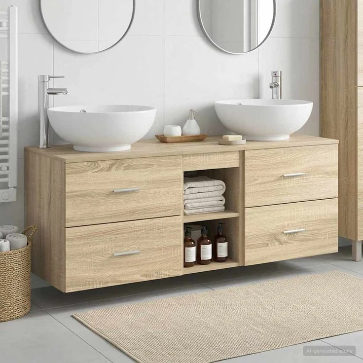 vidaXL Badezimmerschrank-Set 3 stk. Sonoma-Eiche 129 x 44,5 x 80 cm 3405901 – Bild 1