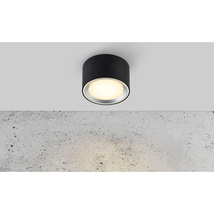 Nordlux Esszimmerleuchten Fallon Ø 10 Cm Schwarz 1-flammig Rund, Schwarz, Kunststoff, Metall, 47540103