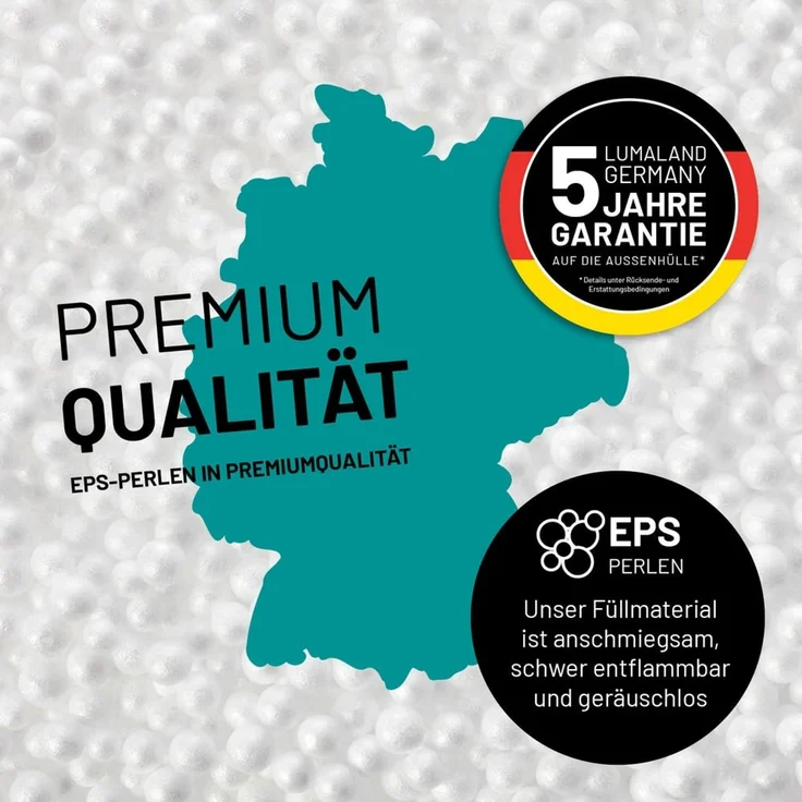 Lumaland Pouf Sitzsack-Hocker Pouf rund Cord 50l weinrot, supersofte Füllung EPS-Perlen – Bild 5
