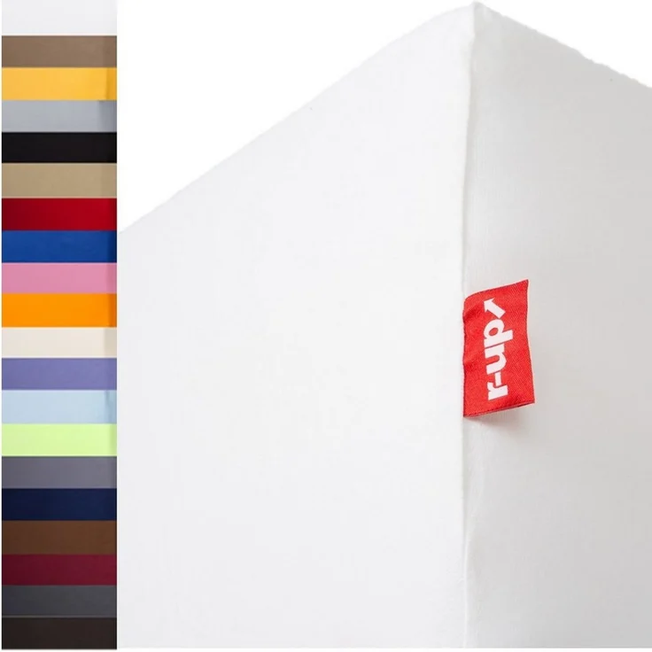 r-up Prima Spannbettlaken 90x200-100x220 bis 35cm Höhe weiss 97% Baumwolle / 3% Elasthan 160g/m² – Bild 1