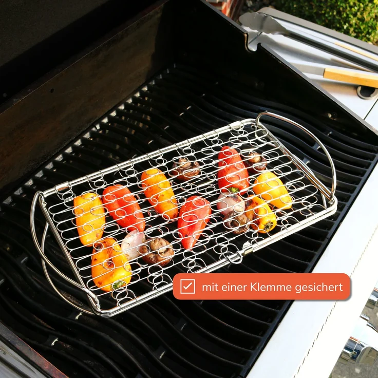 bremermann Grillkorb dehnbar // Edelstahl // 42 x 23,5 cm // für ganzen Fisch, Fleisch, Gemüse – Bild 5
