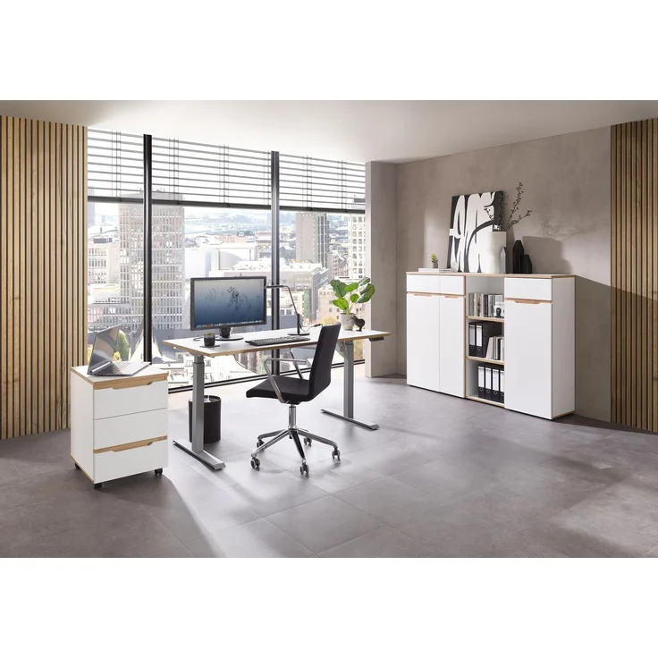 Büroset MEMPHIS VI 5-teilig Weiß – Ergonomisch höhenverstellbar – Bild 3