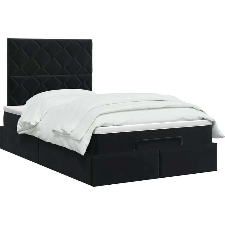 vidaXL Ottoman-Bett mit Matratze und LED Schwarz 120 x 200 cm Samt 3458369 – Bild 3