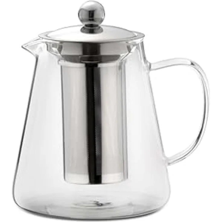 Glas Teekanne 1200ml mit Teefilter aus Edelstahl 17048