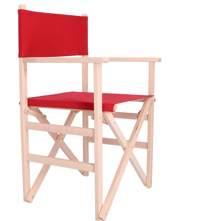 Mueblear 1001 Regie-Stuhl, mit Leinwand und unlackiertem Holz 51,5 x 46 x 86 cm Granat