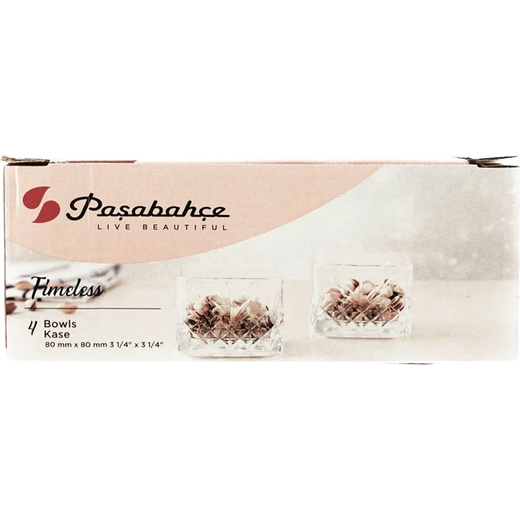 Pasabahce Timeless 4er Schalen set aus Glas, quadratische Snackschalen, Dessertschale – Bild 5