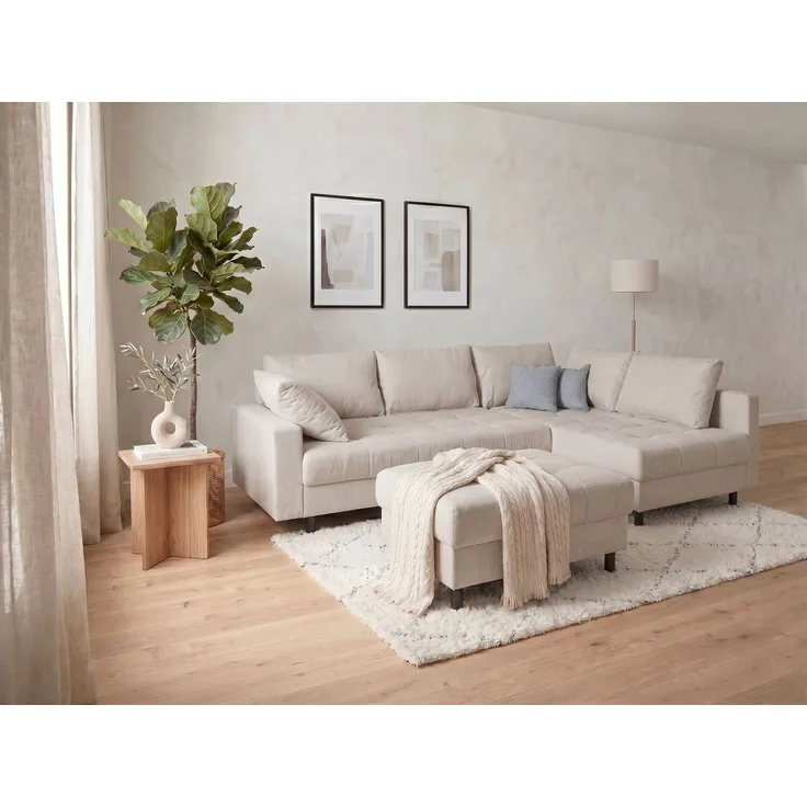 COLLECTION AB Ecksofa Toni XL L-Form B: 274 cm Set inkl. Hocker, AKTION mit Pet Topper, Set: Sofa & Hocker, 2 Zierkissen, Bonell-Federkern