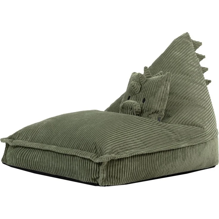 Icon Dexter Dinosaurier Sitzsack Kinder, Grün, Flauschiger Cord Stoff, Sitzsack Cord mit Füllung, Bequemer Kinder Sessel, Kuschelsessel, Lese Sessel, Schlafzimmer, Kinderzimmer, Spielzimmer – Bild 1