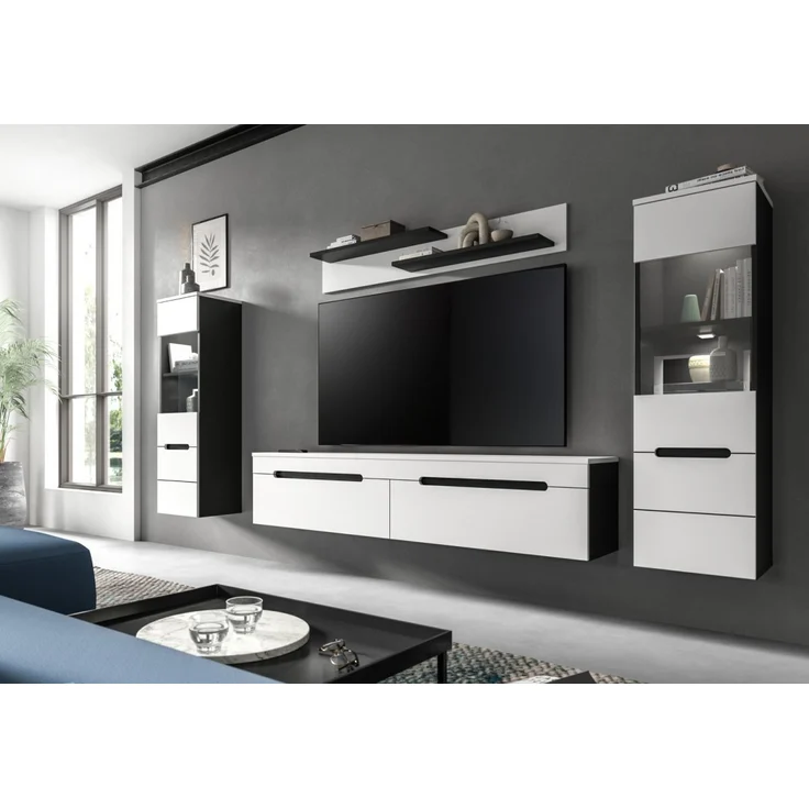 Wohnwand Cooper in weiß und grau 272 cm – Bild 4