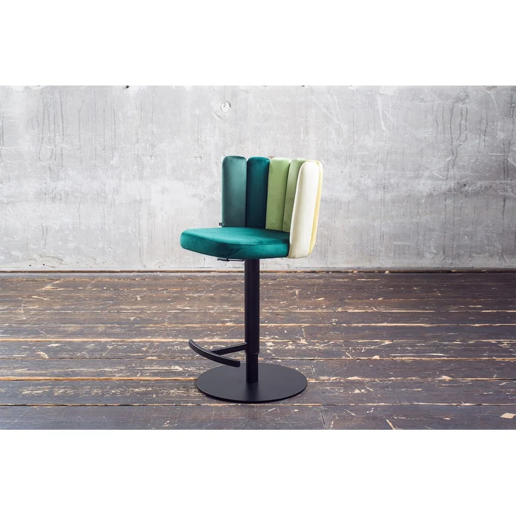 KAWOLA Barhocker JADA Drehstuhl höhenverstellbar Velvet grün 85 x 53 x 55 cm – Bild 4