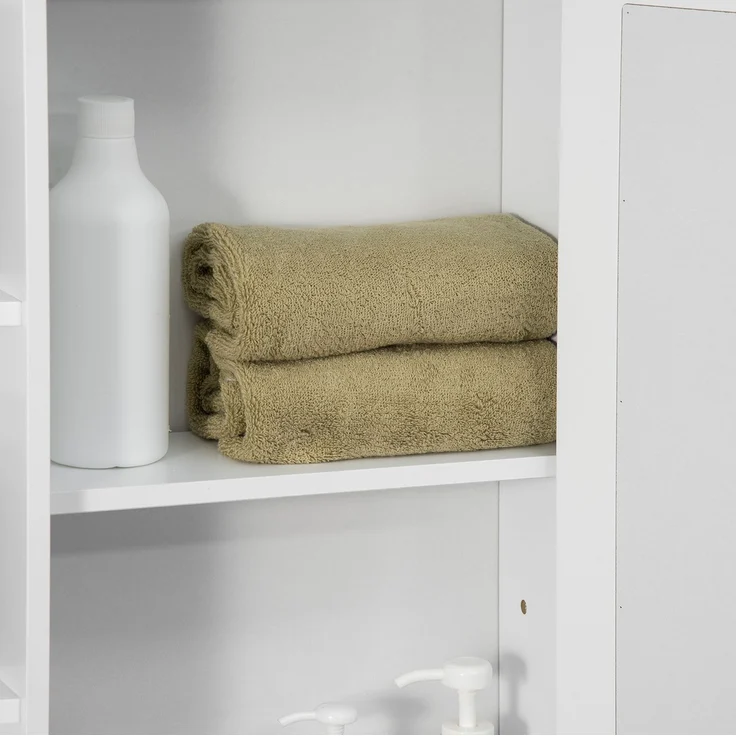 Spiegelschrank 66 x 17 x 63 cm in Weiß mit offenen Seitenregalen – Bild 7