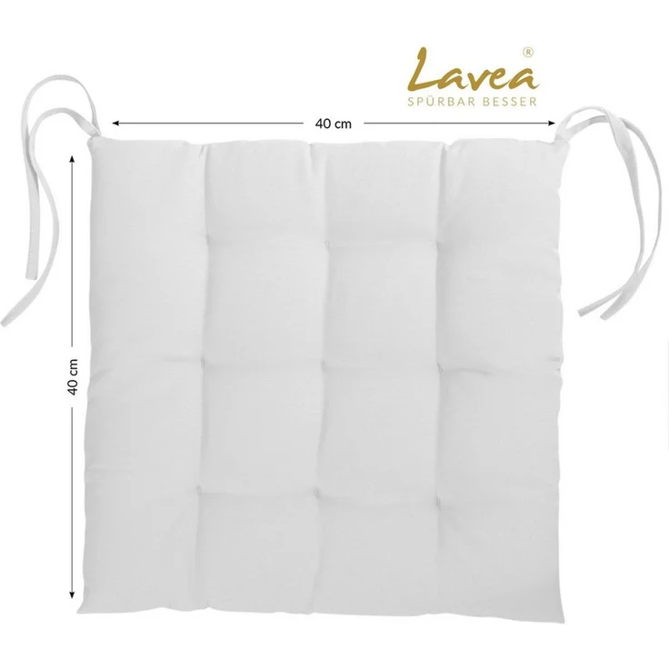 Lavea Stuhlkissen MONACO - weich gepolsterten Sitzkissen Set (4er & 8er), 40x40x3 cm, mit Stoffbändern, Indoor & Outdoor, für Garten & Balkon – Bild 3
