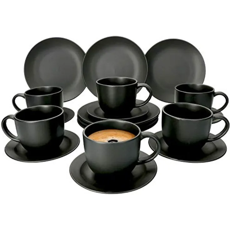 MamboCat Kaffeeservice 18-tlg. Kaffeeservice Londen Lampart Nero Schwarz