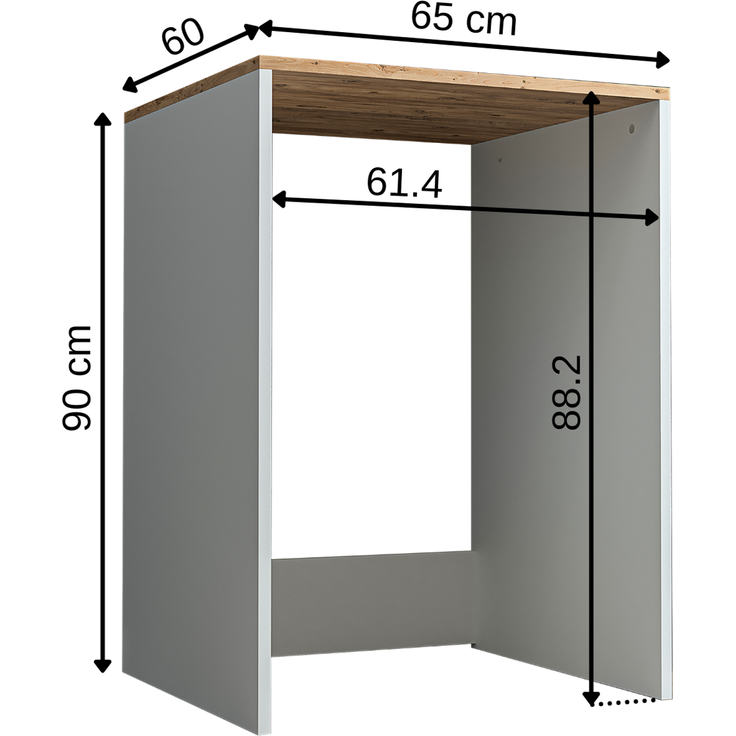 Roomart Badezimmer Waschmaschinenschrank - SERIE ATLANTIC-IV- 65 cm breit, Badezimmerschrank für Waschmaschine – 65 × 90 × 60 cm – Weiß-Eiche oder Anthrazit-Eiche – platzsparend & modern • Weiß-Eiche – Bild 6