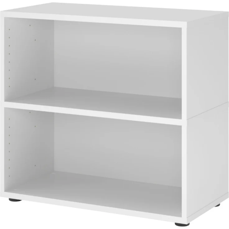 bümö flexi Regal mit werkzeuglosem Schnellaufbausystem, Dekor: weiß - Modulares Aktenregal 80 cm breit aus Holz für 2 Ordnerhöhe mit Threespine-Klicksystem, FW28REKG-W