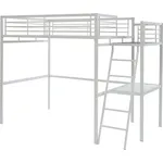 Vente-unique - Hochbett mit Schreibtisch - 140 x 190 cm - Weiß - CASUAL II