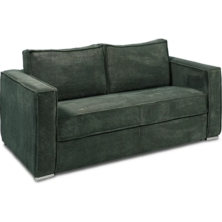Vente-unique - LORETO Sofa SamtStoff Grün - B 223 cm95 cm x H 90 cm x L 215 cm – Bild 3