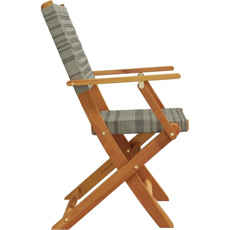 vidaXL Gartenstühle 2 Stk. Grau Massivholz Akazie und Poly Rattan 367664 – Bild 5